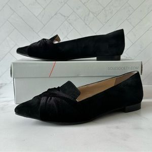 Sole Society Black Velvet Pointed Toe Lydiah Flat Size 7.5
